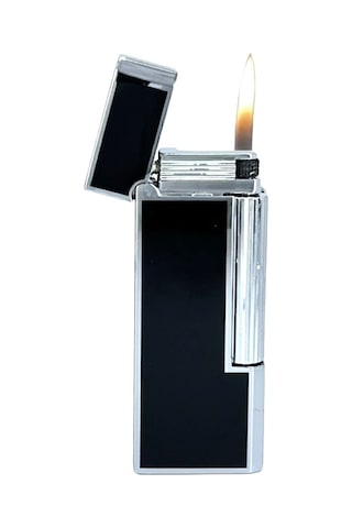 Zenit Krom Rengi Köşeli Soft Flame Çakmak - Siyah Siyah - Gri