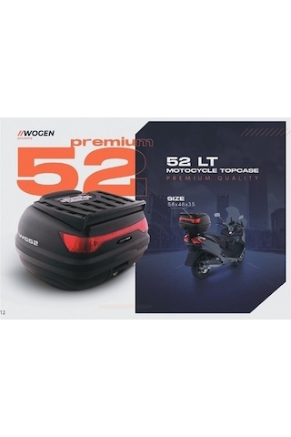 Wogen Motosiklet Arka Çantası 52 Lt Üst Bagaj + Sırt Dayama Siyah
