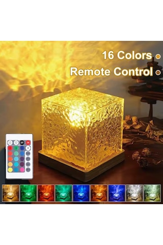 16 Renkli Kuzey Işıkları Küp Projektörlü Led Işık Yansıtmalı Çocuk Bebek Odası Gece Lambası Şeffaf