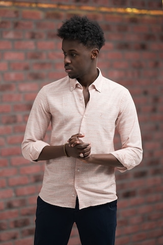 Modtime Slimfit Hasır Dokuma Yaka Düğmeli Slimfit Gömlek Gülkurusu