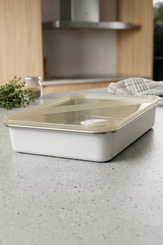 Stainless Paslanmaz Çelik Vakumlu Saklama Kabı,fırın Ve Kek Kabı 3 Lt Yemek Kabı Sefer Tası Gri
