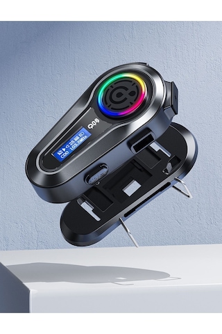 Motorsiklet Kask Interkom Kulaklık Rgb Işık Lcd Ekranlı Bluetooth 5.3 Çift Telefon Bağlantı