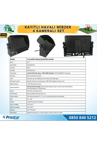 Kayıtlı Ahd Mibzer Havalı Tohum Makinesi 4 Kameralı 7 İnç Monitö