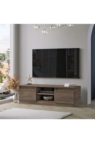 Cholet Tv Ünitesi Tv Sehpası 2 Kapaklı 120cm Kahve Cho1-cu Kahverengi