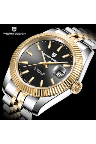 Pagani Design Pd-1645 Datejust Yeni Mekanik Erkek Kol Saati Otomatik Retro Saatler Erkek Su Geçirmez Çelik Saat Rose Gold - Gümüş