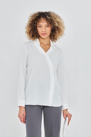 Asimetrik Pile Detay Gömlek Ekru Ekru