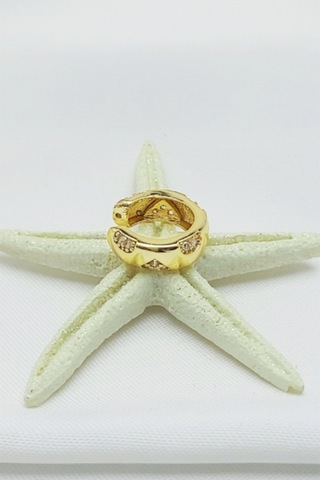 Caisyabutik Altın Kaplama Özel Seri Çelik Kıkırdak Küpesi 1,5 CM Altın