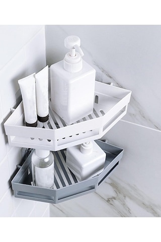 Pazly Üçgen Suntek Şampuan Rafı Raf Paslanmaz Magideal Köşe Gri Depolama Xs Çok Renkli