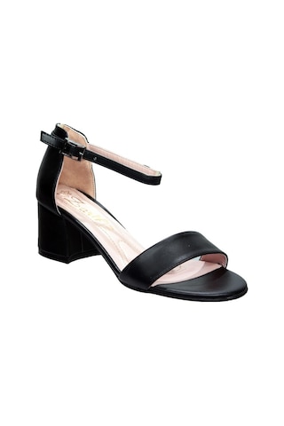 Zarif Siyah Tekbant Kalın Topuk Ayakkabı