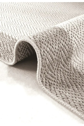Hoom Rugs Lora 3204 Bej Çerçeveli Pamuk Taban Hav Toz Vermez Sisal Halı