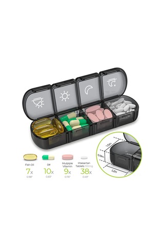 Kangvka 28 Bölmeli Haftalık İlaç Kutusu, Taşınabilir Sağlık Organizer, Siyah Plastik Depolama Kutu, Giyilebilir Ve Dayanıklı Siyah