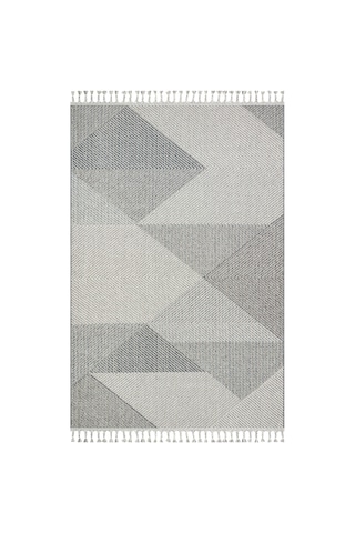Loft Lf08 Geometrik Desenli Gri Modern Salon Halısı Hav Toz Vermez
