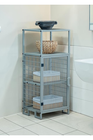 Dekoratif Bej Metal Çok Amaçlı Dolap 4 Raflı Organizer