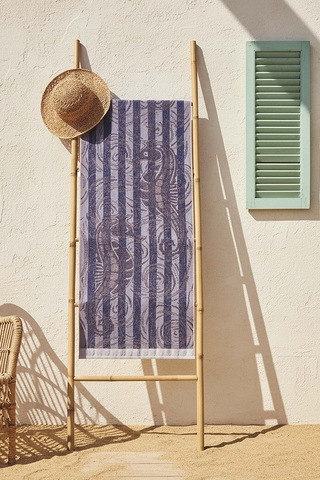 Lacivert Poseidon %100 Pamuklu Plaj Havlusu 70x140 Cm Mavi
