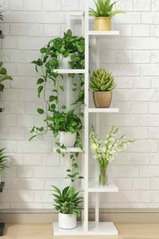 Adımshops Çiçeklik, 6 Bölmeli Raf, Metal Çerçeveli Dikey Beyaz Çiçeklik 6003472481 Standart