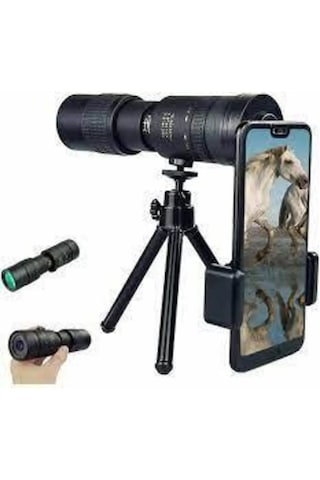 Yenilzd 10-300x40mm Monoküler Teleskop-evrensel Telefon Klipsi-tr Siyah