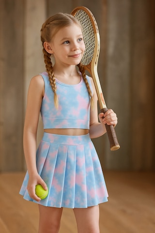 Beniizle Batik Desenli Şort Etekli Crop Kız Çocuk Sporcu Takım Mavi