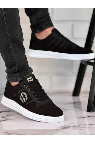 Ghattix Erkek Yazlık Günlük Keten Sneaker Ayakkabı Siyah Beyaz Siyah Beyaz