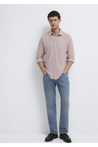 Mavi - Çizgili Pembe Gömlek 0211404-91578 Pembe