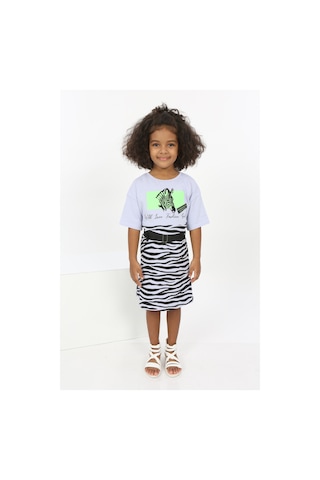 Toontoy Kız Çocuk Zebra Baskılı Elbise Mavi