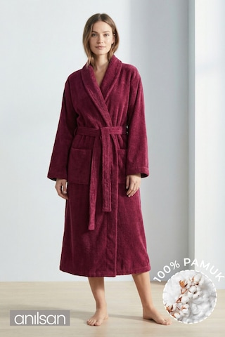 %100 Pamuk Unisex Bordo Bornoz - Şalyaka Otel Bornozu, Spa Için Ideal, Günlük Kullanıma Uygun Bordo