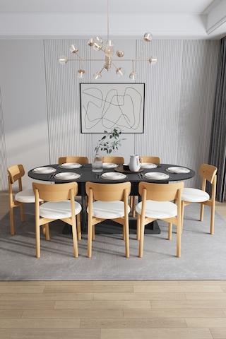 Modern 8 Kişilik Mutfak Yemek Masası Ve Sandalye %100 Mdf Mutfak Yemek Odası Masası Takımı Ymt08 Antrasit