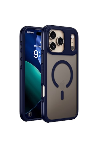 Buff Apple iPhone Uyumlu 17 Pro Max Magsafe Air Bumper Kılıf Dark Blue Koyu Mavi