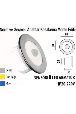 Sensörlü Led Armatür Krd09 Ip20 220v Beyaz Işık Antrasit