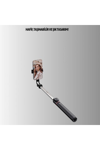 Bluetooth Selfie Çubuğu 130 Cm Teleskopik Uzaktan Kumandalı Katlanabilir Telefon Tripodu