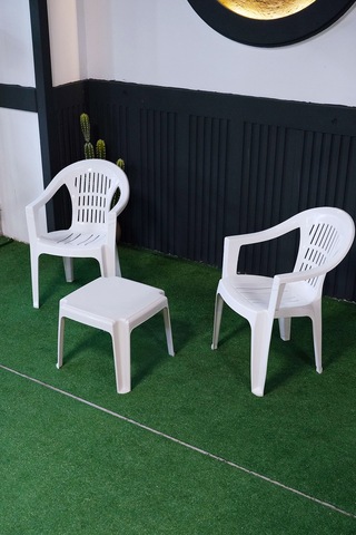 Bahar Iki Kişilik Sandalye Seti 2 Adet Sandalye + 50x50 Cm Orta Sehpa Beyaz