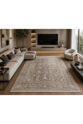 Hoom Rugs Elegant 004 Vizon Bej Doğal Elyaf Yansımalı Klasik Desenli Salon Halısı
