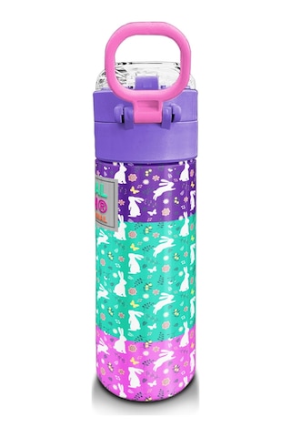 Coral High Kids Mor Pembe Bisikletli Kız Desenli Pipetli Ve Direkt İçim Çelik Termos 500 Ml 31797 Mor