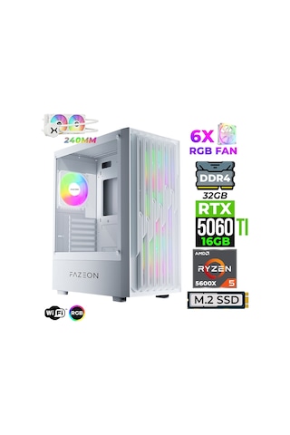 Fazeon Astra X280 R5-5600X 32 GB 1 TB M.2 NVMe SSD 16 GB RTX5060Ti Free Dos Masaüstü Oyuncu Bilgisayarı
