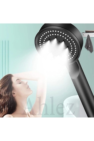 Maxima Gri Turbo 5 Fonksiyonlu Duş Başlığı + Pvc Hortumu + Mafsal Krom