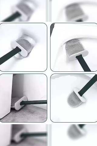 Beyaz Yapışkanlı Duvar Monteli Silikon Tuvalet Fırçası