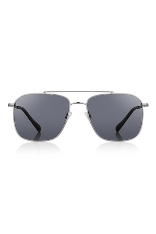 Daniel Klein Dk3284-1 Dikdörtgen Slim Line Siyah Polarize Camlı Erkek Güneş Gözlüğü 53-20-145 Metalik Gri