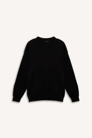 Defacto Boxy Fıt Bisiklet Yaka Pike Sweatshirt H1001ax26spbk81 Siyah-bk81