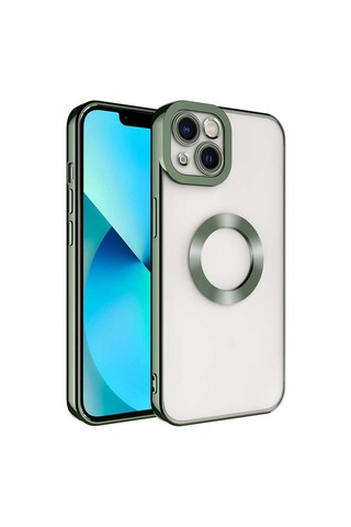 Zeyline Apple Uyumlu iPhone 14 Plus Kamera Korumalı Logo Gösteren Zore Omega Kapak-yeşil