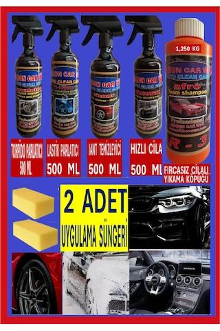 6 Lı Set Torpido Sütü-lastik Parlatıcı- Jant Temizleyici- Hızlı Cila-500 Ml Cilalı Şampuan 1 Kgl
