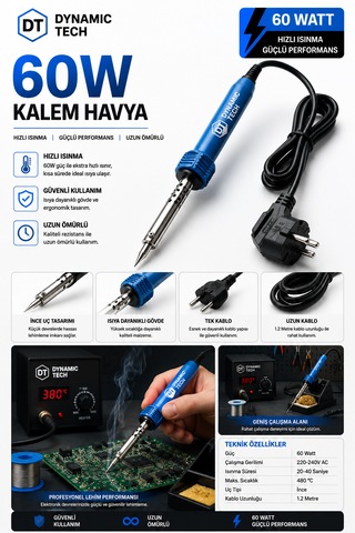 Profesyonel Lehim Makinesi Kalem Havya 60 Watt