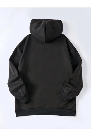 Relax&Basic Ünisex Basic Slim Fit Kapüşonlu Fermuarlı Cepli Sweatshirt Nar Çiçeği Siyah Siyah