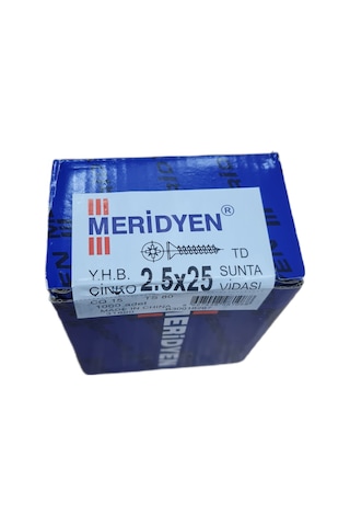 Meridyen Sunta Vidası 2,5 X 25 Mm Kutu İçinde 1000 Adet Bulunmaktadır. 0.3 MM