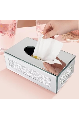 Homyl Mendil Kutusu Kapağı Oturma Odası Dekoru Vanity Tezgahı Gümüş