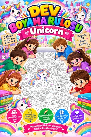 Unicorn Magic Tek Boynuzlu At Dev Boyama Kağıdı Boyama Rulosu Büyük Boy 5 Metre - 808527452 Unicorn Magic Tek Boynuzlu At Dev Boyama Kağıdı Boyama Rulosu Büyük Boy 5 Metre - 808527452