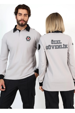 Yeni Tip Güvenlik Uzun Kol Penye Tişört Gri