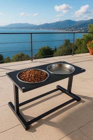 Reyo Ok-ay Store Aybisev 4 Xl Boy Büyük Irk Köpekler İçin Yükseltilebilir Metal Mama Su Kabı Standı Siyah