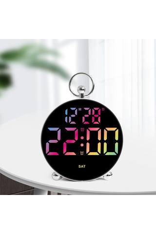 8029 Led Dijital Çalar Saat Çok Fonksiyonlu Öğrenci Elektronik Masa Saati Büyük Ekranlı - Renkli Renkli
