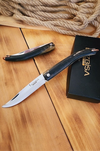 Kemik Sap Çakı Kamp Çakısı Outdoor Piknik Çakısı Vlz-b03 Siyah