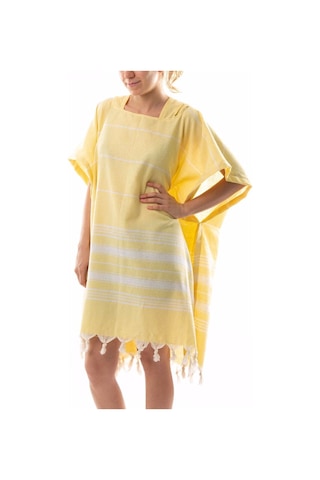 %100 Pamuk Yetişkin Peştemal Panço Bornoz Plaj Havlusu Sarı L-xl Sarı