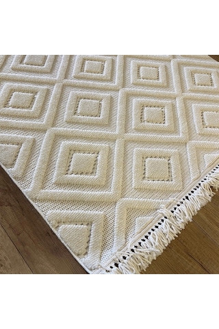 Hoom Rugs Design 1089 Krem Yumuşak Dokulu İskandinav Halı Krem